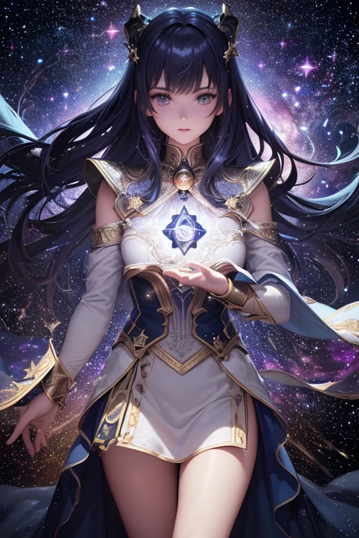 (8K, Highest quality, masterpiece:1.2, Super detailed,Highest quality, Ultra-high resolution, Professional Lighting, ）"Mystical tarot cards floating in outer space, cosmic background with stars and nebulae, ethereal glow around the cards, magical energy connecting the cards, detailed card illustrations visible, dramatic lighting, surreal and dreamlike atmosphere"