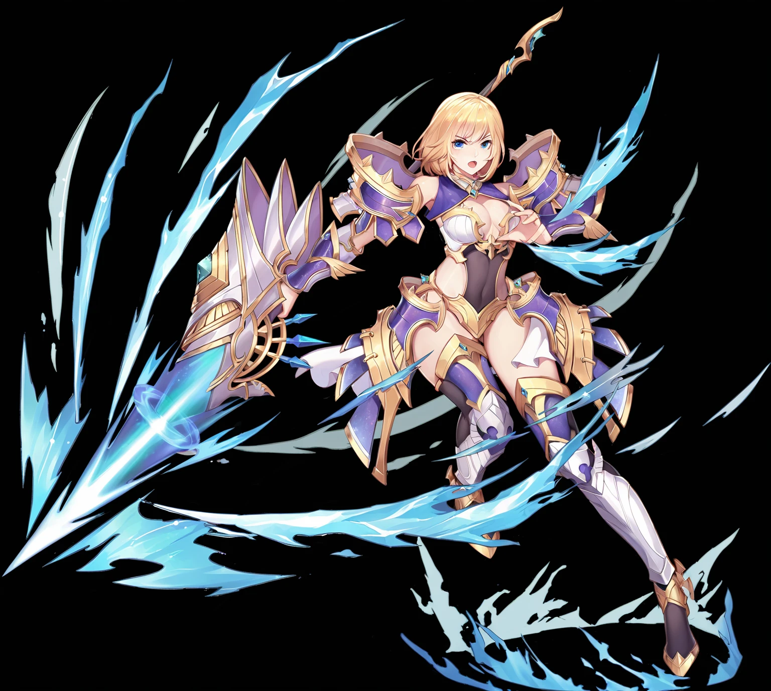 (extremely detailed CG), (best quality), 1girl,solo perfect face, shiny skin, lustrous skin,, narrow waist, wide hips <lora:Phosphora-10:0.8> PhosphoraKid,elbow gloves,sandals,sleeveles shirt,blue eyes,short shorts, detached sleeves,orange hair,gradient hair,bare shoulders,blonde hair, multicolored hair, scarf, blue scarf, midriff,, flying, determined, incoming attack, blue sky, smile., blushed