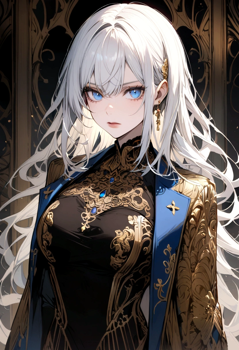 A girl with long smooth white hair ,determined grey eyes,fair skin tone, average height,elegant underwear, detailed eyes, detailed body,long shot, 8k highres best quality. 