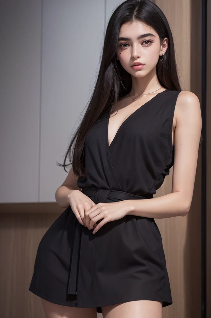 (RAW photo:1.2), (photorealistic:1.6),(masterpiece:1.3),(best quality:1.4), dreamlike,

((detailed eyes)),(detailed facial features), (detailed clothes features), (realistic skin),

(slender girl),(slim girl), 1girl,solo, VirtualGirl-Aim, (straight hair, (short hair), black hair),black hair

(beautiful eyes),A charming smile,small breasts, outdoors,(jumpsuit:1.4),(real skin texture),

symmetric eyes,cute, dynamic pose,(realistic eyes:1.4), sweet smile,

(looking at camera:1.5),