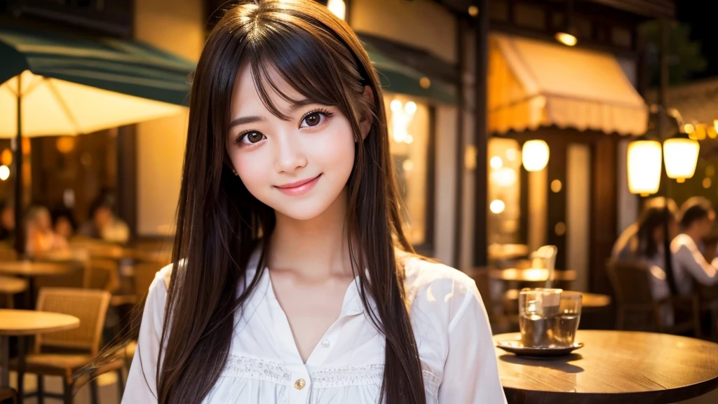 Cute girl working at a cafe terrace Japanese 19age
Professional Lighting Digital SLR Beautiful and elaborate face Perfect and beautiful face Big eyes Smile