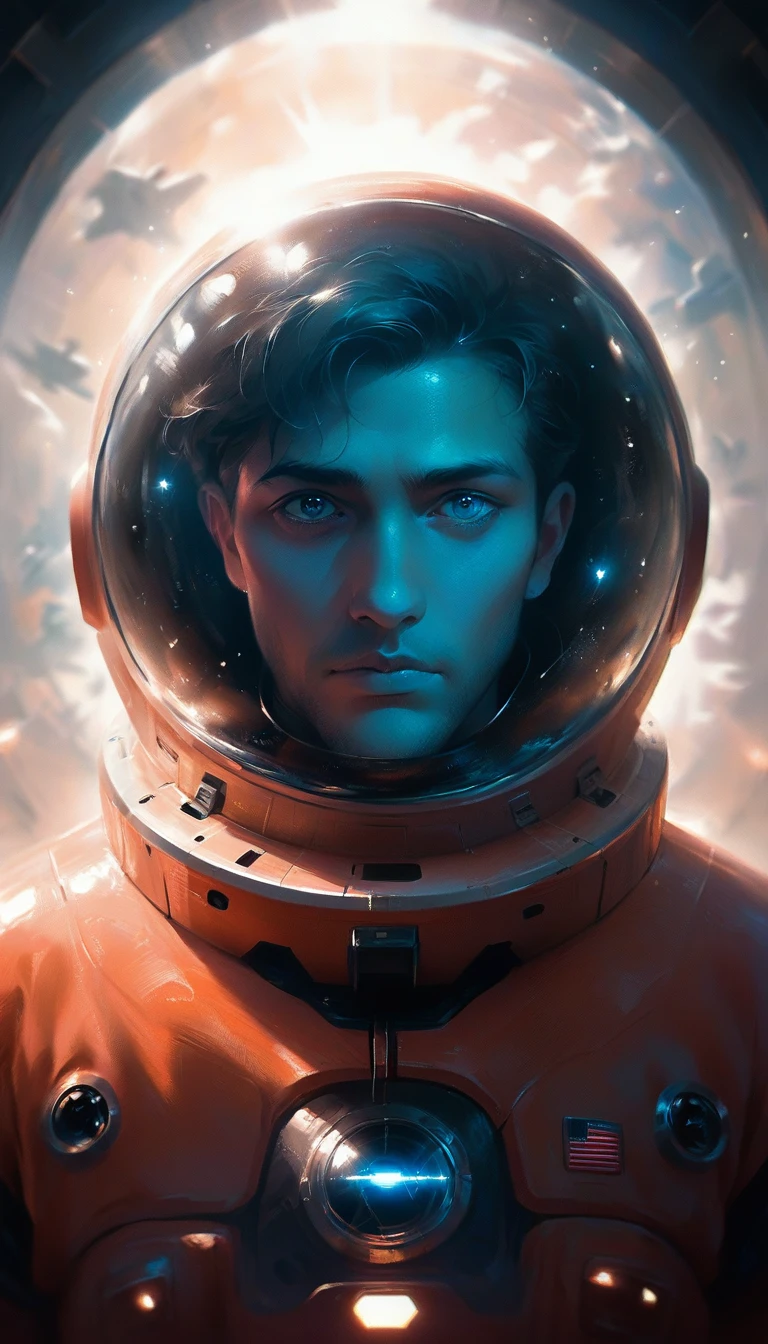 wide shot, full body, astronaut in full astronaut clothing on the space station, epic and beautiful image, highly detailed, 8k, photorealistic, spectacular lighting, stunning view of the earth, bright lights on the space station, astronaut suit with details intricate, majestic stars in the background, volumetric cloud formations, rich colors and textures, cinematic composition, impressive scale, incredible attention to detail, masterpiece