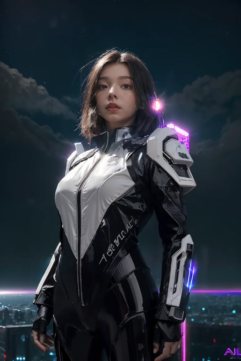 ((masterpiece, best quality, extremely detailed), volumetric lighting, ambient occlusion, colorful, glowing), 
1girl, solo, young girl, (dark hair), long hair, halo, aura, sacred, godness, cyber suit, (black outfit:1.3), android, bot, cybernetic wings,
outdoors, sunset, sky, clouds, space, (cyberpunk theme:1.2),