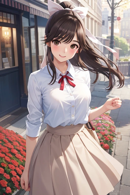 nsfw,
Gaoling loves flowers、Shiny brown hair, Long Hair、Ponytail with ribbon,, Beautiful brown eyes、smile、Sparkling eyes, (Fine grain)、Ultra-detailed eyes、非常にDetailed face, Very detailedな目,

masterpiece,Highest quality,High resolution,Very detailed,masterpiece, Highest quality, High resolution, 

Highest quality, Detailed face, High resolution, One girl, 28 years old, Middle chest, smile, Excellent anatomy, Soft Focus, Cinema Lighting, Depth of written boundary, ((Happy expression)), Park Background,  Silk shirt,  Long skirt