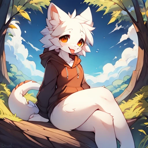 nj5 fur, dragon, sitting, hoodie, nature, female, cheerfulness, white fur, white body,，by_hioshiru:1.2), (by_anthera:0.6), (by_Kekitopu:0.6), (by_in the corner:0.6), (by_Palm:1.2), (by_doxy:0.6), (by_youjomodoki:0.6), by_Honesty, (by_Flight:1.2), by_Jinfu, by_butter, by_Tuni, by_PhD.bubble bum,stick out tongue,long tongue,Precise ears