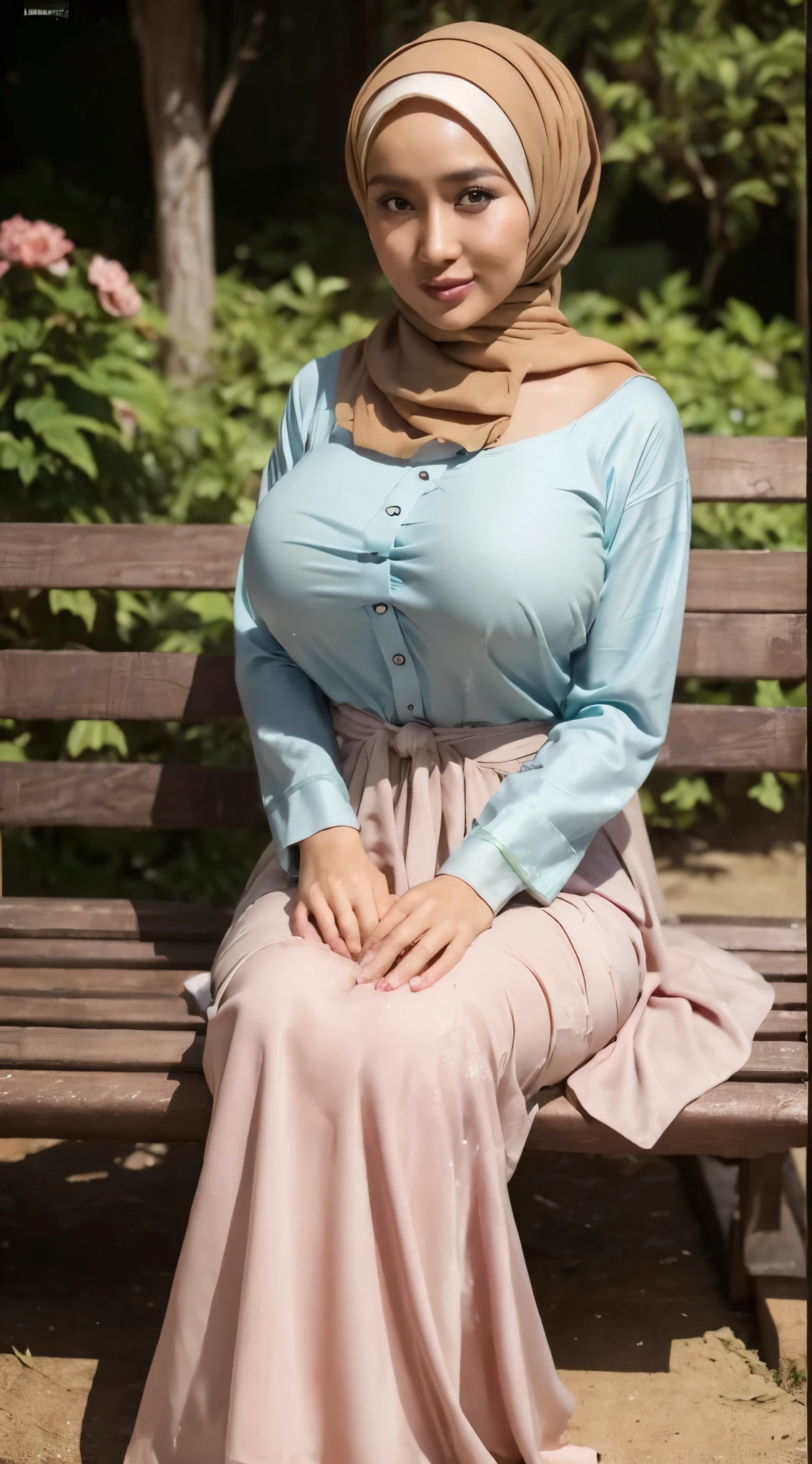 42 years Old, Professional Geisha, ((Hijab Indonesian MILF)), Sugar Mama, Big Tits, Tight Yukata, (Open-Up Yukata), Chubby body, Squeezing , at Messy Bedroom, Bright light, at Daytime, (a lot of sperm Liquid cover her breast).