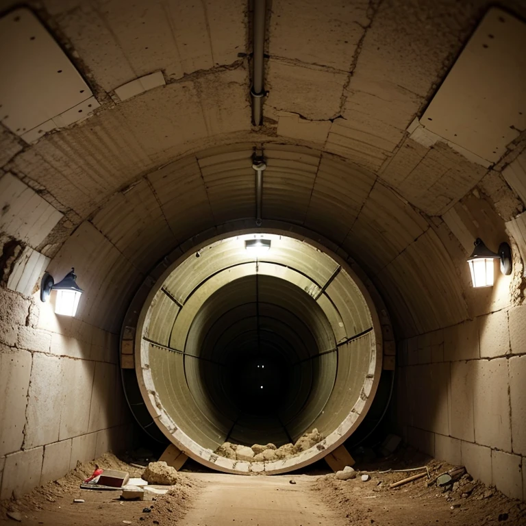 Underground bomb shelters，Hidden underground military research base，deep into the earth&#39;s crust，Ant nest structure，Links，Sectional view of the underground scientific research institute，Consists of multiple tunnels and rooms，The main part consists of the shaft entrance、Central courtyard、Storage rooms and housing etc.，light lighting，sense of technology，Sexy woman