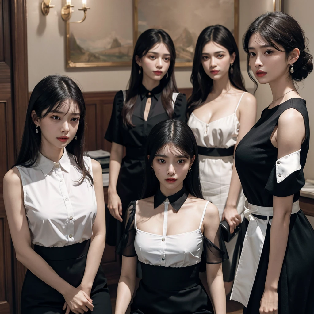 (masterpiece, best quality), (ridiculous:1.2), (Super detailed, 8k, ultra high definition:1.2), (Beautiful 4girls and handsome 4boys:1.3), young, Slim, (composition), blush, a happy expression, dramatic lighting, (short and small, Petite figure), (group picture, gather, friends), (multiple boys:1.2), looking at the audience, permanent, sitting, pose, Uniforms, (Many loving couples:1.2), V sign