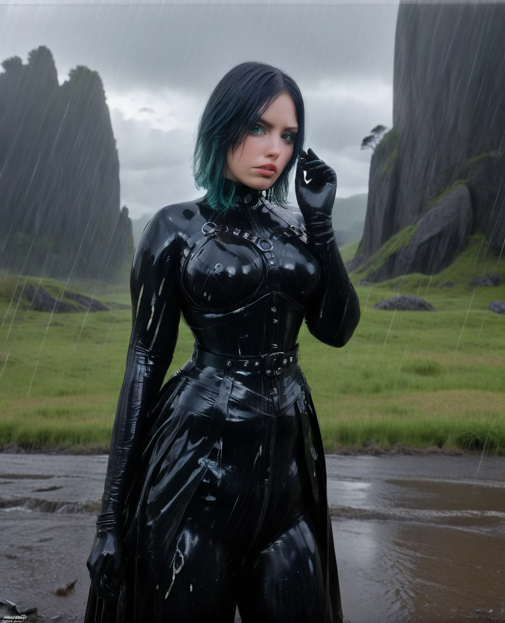score_9,score_8_up,score_7_up,score_6_up, Trilla,green eyes,black hair, upper body, wet, armor,gloves,black bodysuit,black cape,belt,rain, science fiction,sith base, star wars, outdoors, rain, solo,fflixbag
wearing armor
sabine wren
