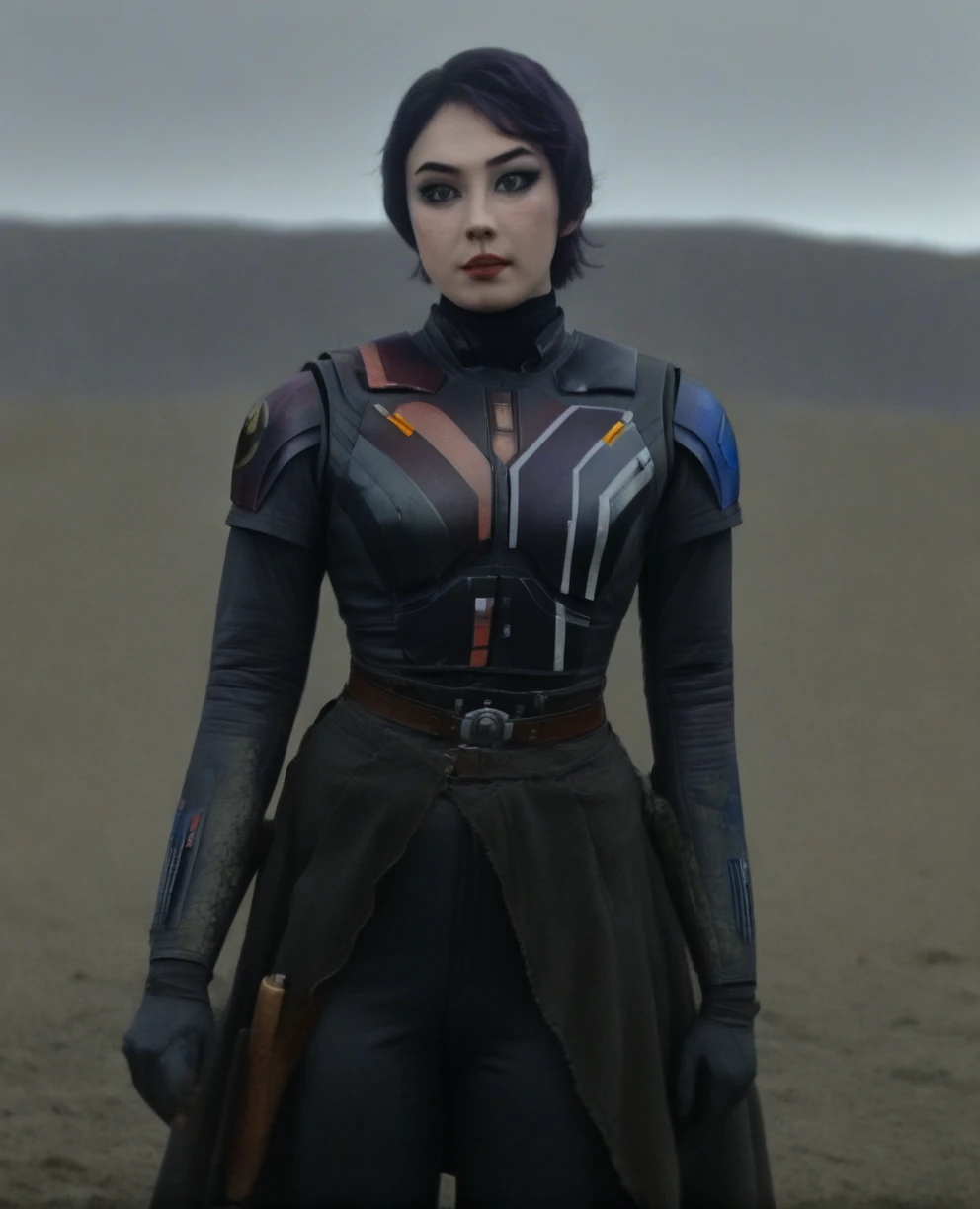 score_9,score_8_up,score_7_up,score_6_up, Trilla,green eyes,black hair, upper body, wet, armor,gloves,black bodysuit,black cape,belt,rain, science fiction,sith base, star wars, outdoors, rain, solo,fflixbag
wearing armor
sabine wren
