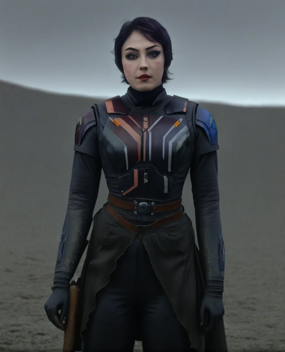 score_9,score_8_up,score_7_up,score_6_up, Trilla,green eyes,black hair, upper body, wet, armor,gloves,black bodysuit,black cape,belt,rain, science fiction,sith base, star wars, outdoors, rain, solo,fflixbag
wearing armor
sabine wren
