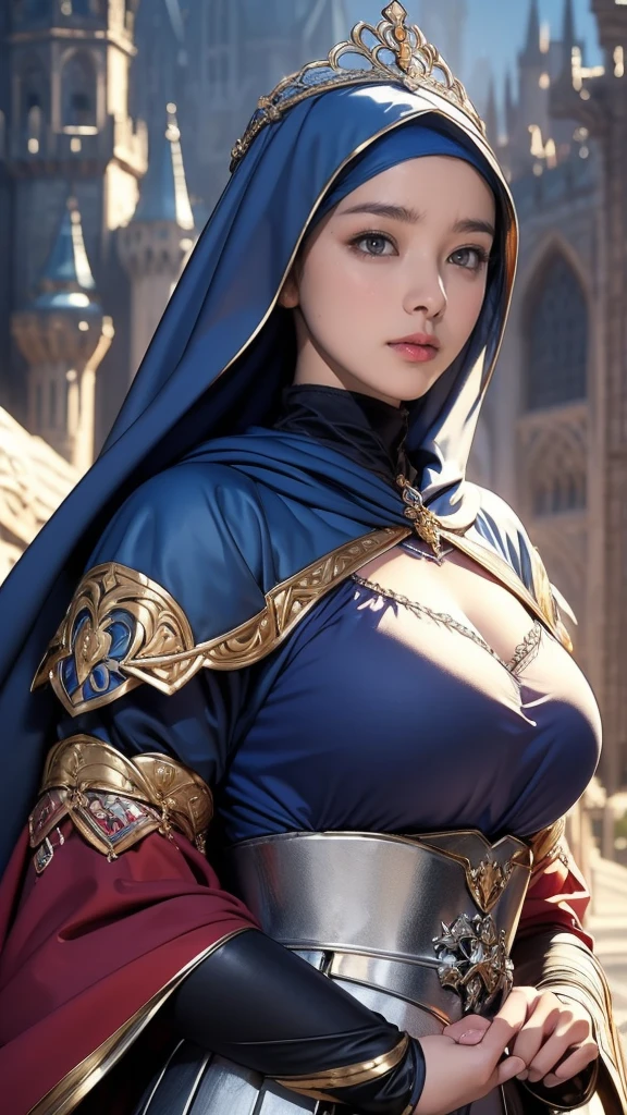 hijab, cute, armor, big breast, office, lips, tits, 2 women,