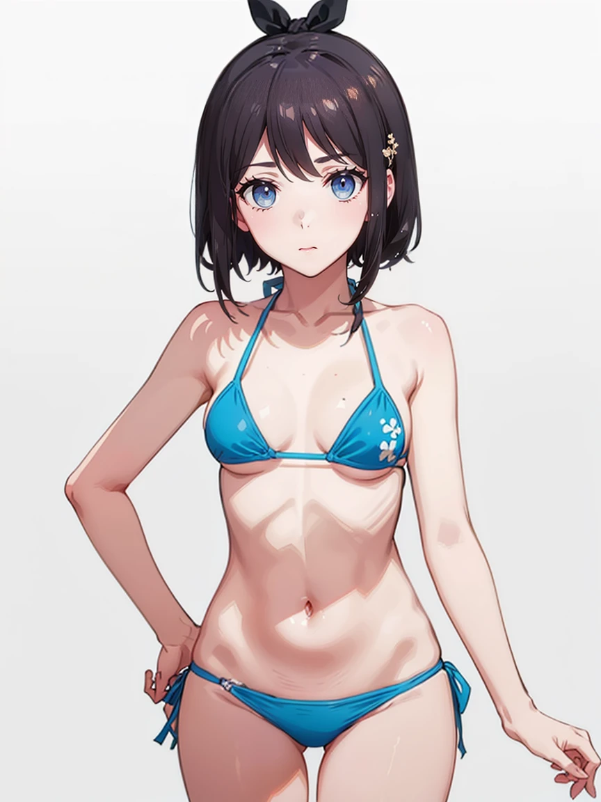  Fleet Collection、Kantai Collection、Yao)),((face、Hairstyle、Body shape is fixed))、(((bikini:1.5)))、woman,Two people、Full body portrait、Cowboy Shot, ((white background))) 、Best image quality, high quality, The background is clear，きれいなwoman, Japanese, detailed, detailed eyes, detailed skin, Beautiful Skin, 超High resolution, (reality: 1.4),とても美しいwoman, 18-year-old, Beautiful Skin, thin, (Ultra-photorealism), (High resolution), (8K), (非常にdetailed) 、(Beautiful and detailed eyes), (非常にdetailed), (detailed face), Displaying the viewer, Fine details, detailed face, (((smile:1.5))),Straight,Looking Ahead, StraightLooking Ahead, Photo Real,Hairstyle: ponytail、(((short hair:1.5))),Brown Hair、smile、((Very delicate body、Very flat chest))、hair over one eye, Normal limbs、Character portrait,((thin腰、thin脚、いface))、