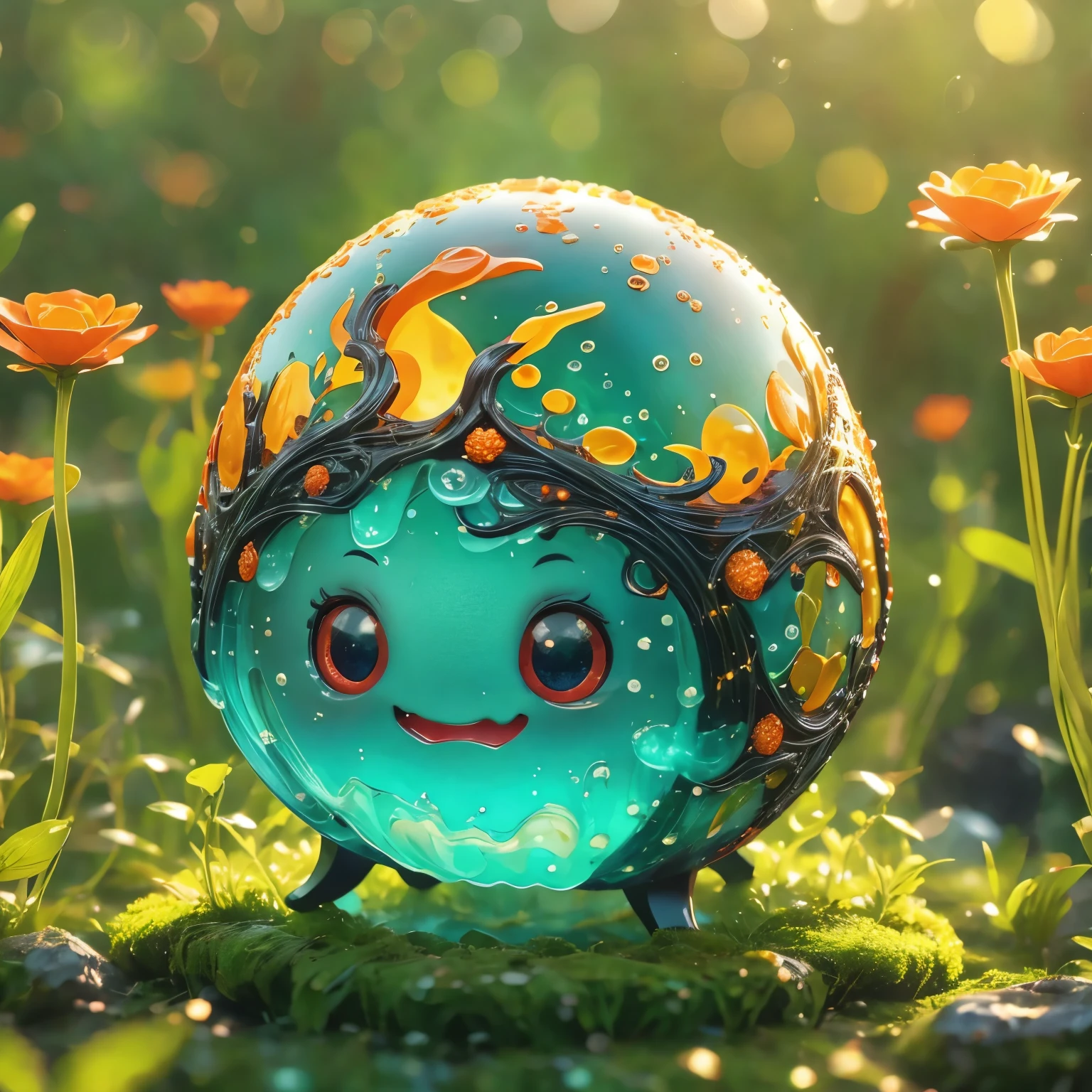 best quality, very good, 1.60,000, ridiculous, Extremely detailed, Cute slime astronaut，Made of translucent boiling lava, Background Alien World，Walk slowly ((A masterpiece full of fantasy elements))), ((Best quality)), ((Intricate details)) (8K), ((best quality)), ((Intricate details)) (8K)