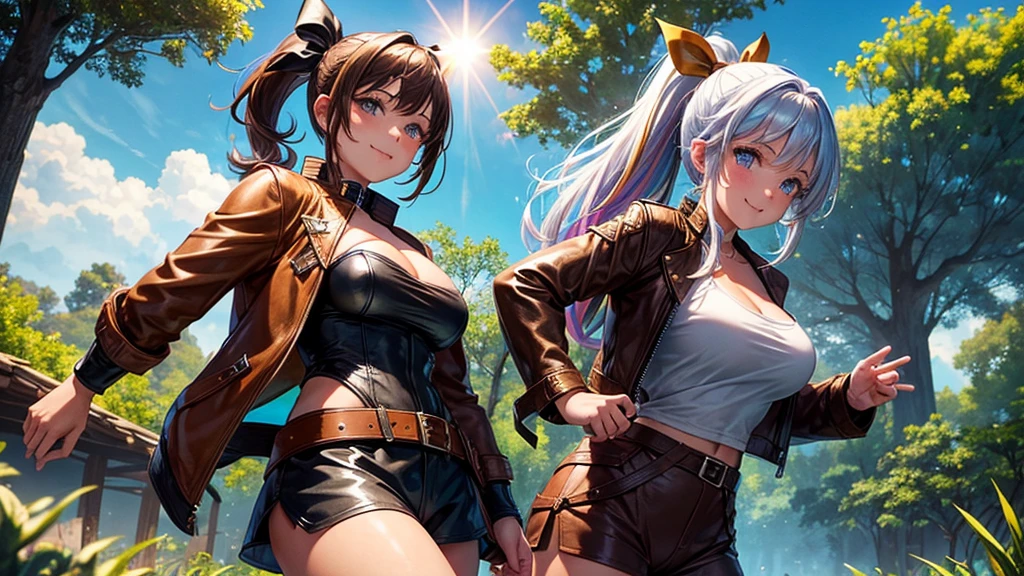 1 girl, alone,Dynamic pose, Cowboy Shot,, (((3D, Video game))),masterpiece, highest quality, Intricate details, 8K Ultra HD, Perfect Face, Perfect Eyes, Aerith Gainsborough,choker, Cropped jacket, Hair Bow, bracelet, Pink Dress, Brown boots 、Final Fantasy VII、Camel Toe、Giant tit、?????? Puffs、Cleavage、Plump、Super big breasts、Super big butt、Cowboy Shot