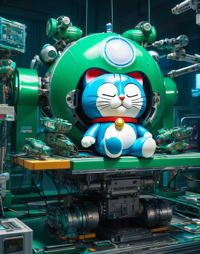 In the cyberpunk world, Doraemon lies on a high-tech operating table surrounded by robotic arms., perfect composition, hyperrealistic, super detailed, 8k, high quality, trending art, trending on artstation, sharp focus, studio photo, intricate details, highly detailed,
Green,Sunglasse