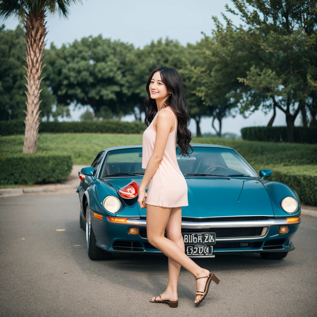 Woman holding the delicious car 