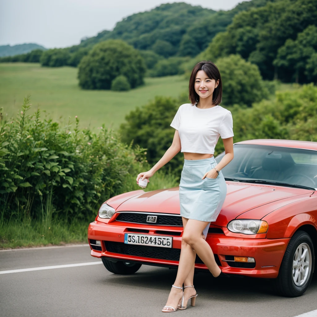 Woman holding the delicious car