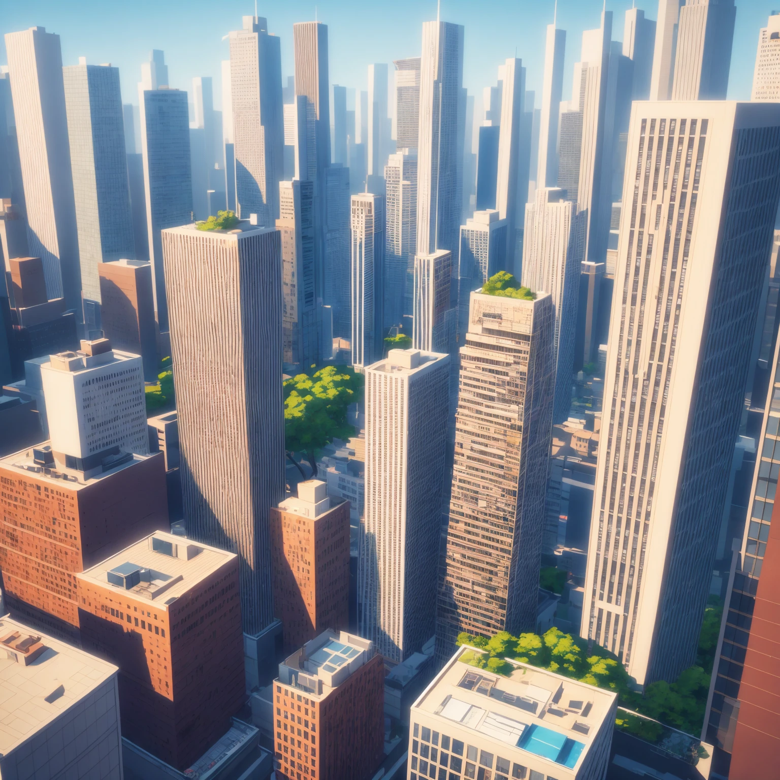 day scene, sims like city, stylized, high quality
