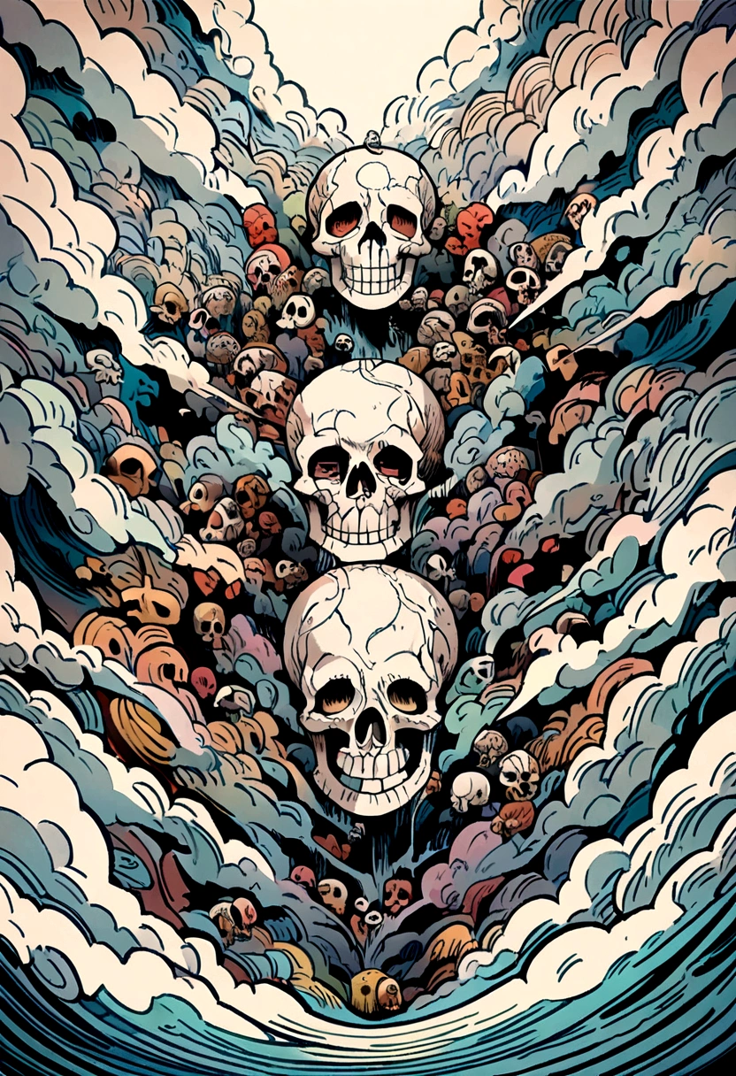 Skull,overwhelming, cartoon one piece style