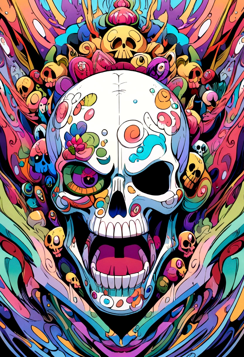 Skull,overwhelming, cartoon one piece style