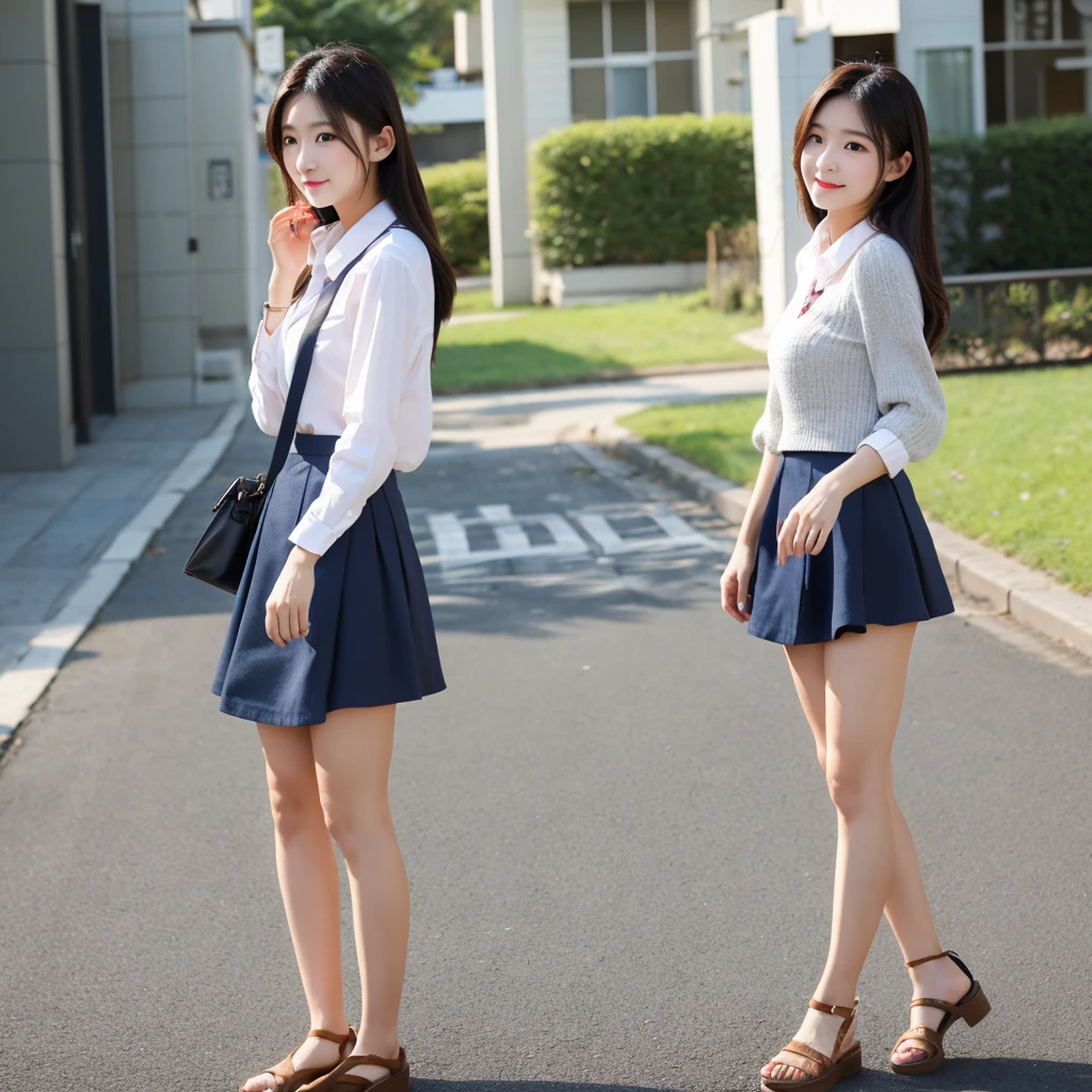 with mini skirt