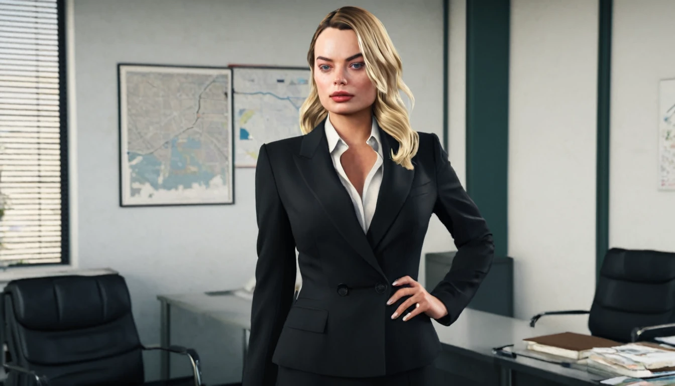 arafed woman in a suit standing in an office with a serious look on her face, girl in suit, girl in a suit, wearing a strict business suit, business woman, office clothes, young business woman, margot robbie in gta v, in strict suit, woman in business suit, female in office dress, suit ， perfect face, in a business suit