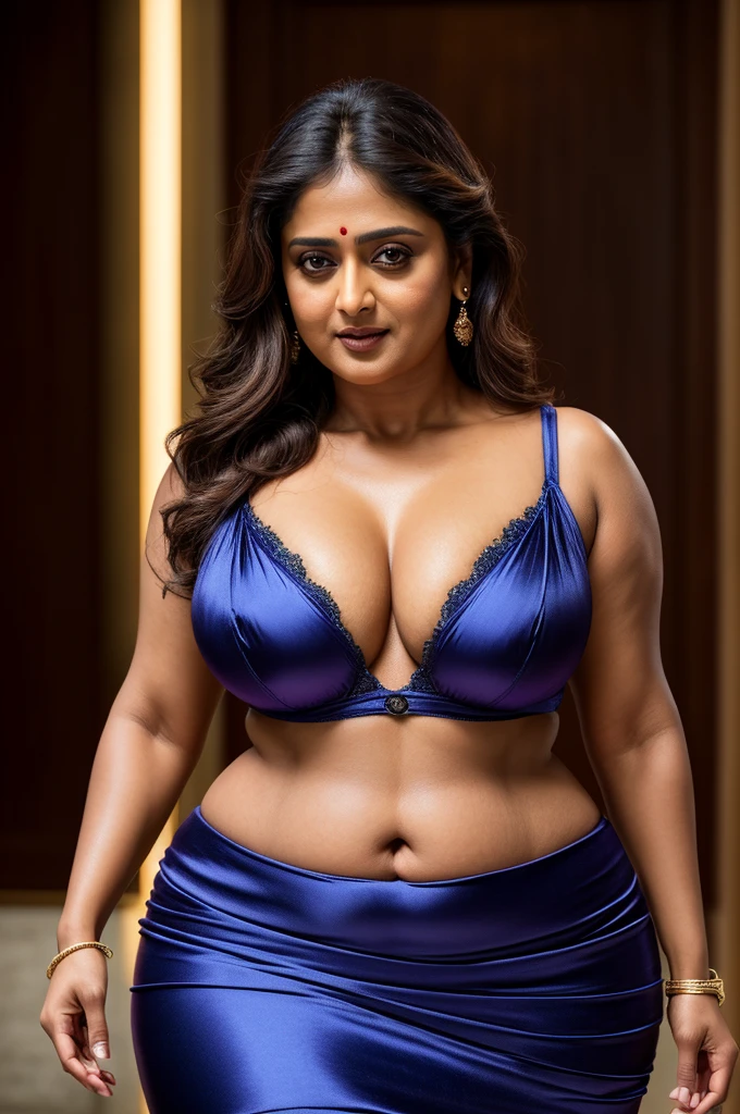 50yo mature MILF Anushka Shetty,((best quality)), ((masterpiece)), ((realistic)), sweat, alluring figure,  bulging figure, thick charming lady, curvy, thick navel, full figured woman, eye kajal, massive breast, full body, styled hair, pierced eyes, female face,royal aura, trend on artstation , sharp focus, studio photo, intricate detail, very detailed, detailed eye, illustration, very detailed, sharp focus, digital render, professional, 4k