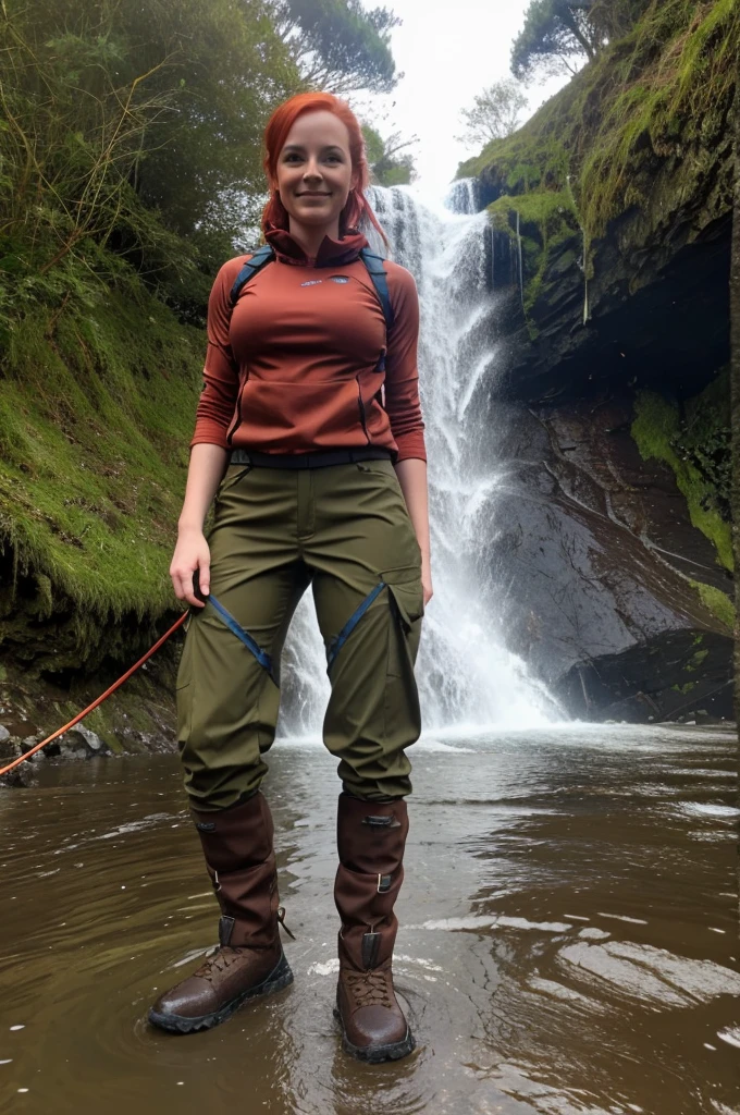 Gritty dramatic shot of two determined 48-years-old middle-aged warrior women trying to survive. From Ireland. Natural , In a harsh hot environment. She is peeing. zoomed out half-body and face and landscape photo. looking at the camera, dslr, ultra quality, sharp focus, tack sharp, dof, film grain, Fujifilm XT3, crystal clear, 8K UHD, highly detailed glossy eyes, high detailed skin, skin pores
