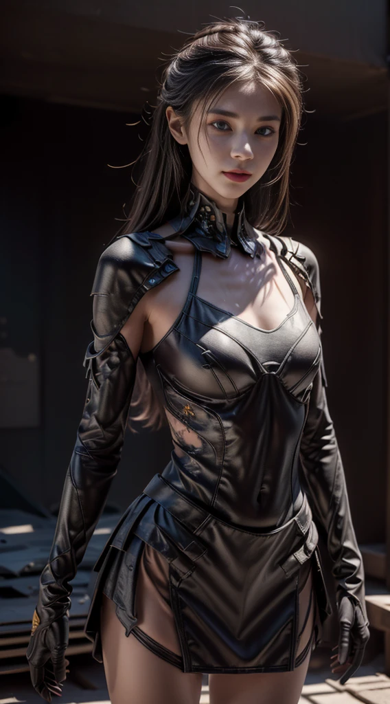 ((top-quality)), ((masterpiece)), (detaileds:1.4),。.。.。.。.。.。.。.。.。.3d, Beautiful Cyberpunk Woman Image,nffsw(HighDynamicRange),Ray Tracing,nvidia RTX,Hyper-Resolution,Unreal 5,Sub-surface scattering,PBR Texturing,Postprocess,Anisotropy Filtering,depth of fields,Maximum clarity and sharpness,multi-layer texture,Albedo and specular maps,Surface Shading,Accurate simulation of light-material interactions,perfectly proportions,Octane Rendering,Two-tone lighting,Wide aperture,Low ISO、White Balance、thirds rule、8K Raw、(Armor with a red dragon design),(((Clothes and armor are tattered))),(((Clothes are stained with dirt or dust))),((Upper body portrait))(((a miniskirt)))