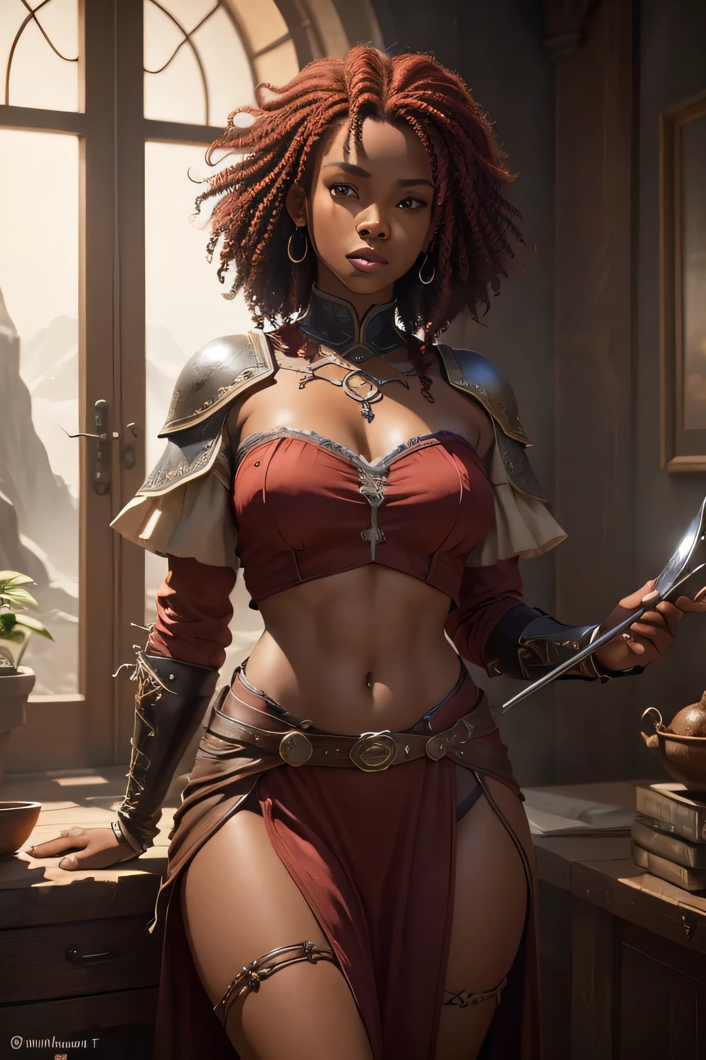 Beautiful Alluring Female pirate queen, Bare oily Skin, Athletic Well Toned Body, open vest, frilly revealing white shirt, pirate pants, leather belt, pink bandana, long pink hair, cleavage, Barely Clothed, inside a cave filled with gold coins and pirate treasure, sitting on top of a treasure pile, pirate theme Theme, nautical theme, Beautiful D&D Character Portrait, Beautiful Face, Ominous, Dark Fantasy, Fiverr Dnd Character, Octane Render, Digital Art, Extreme Detail, 4k, Ultra Hd, Polished, Beautiful, Hyperdetailed, Intricate, Elaborate, Meticulous, Photorealistic, Sharp Focus, Wlop, Character Design, Unreal Engine, 3d Rendered, Volumetric Lighting, Reflections, Glossy, Digital Illustration, Sensual Pose, Suggestive Pose, Full Body Shot, exposed breasts, small perky breasts, visible nipples, pierced nipples, nipple gold rings, 💖❤💕💋❣