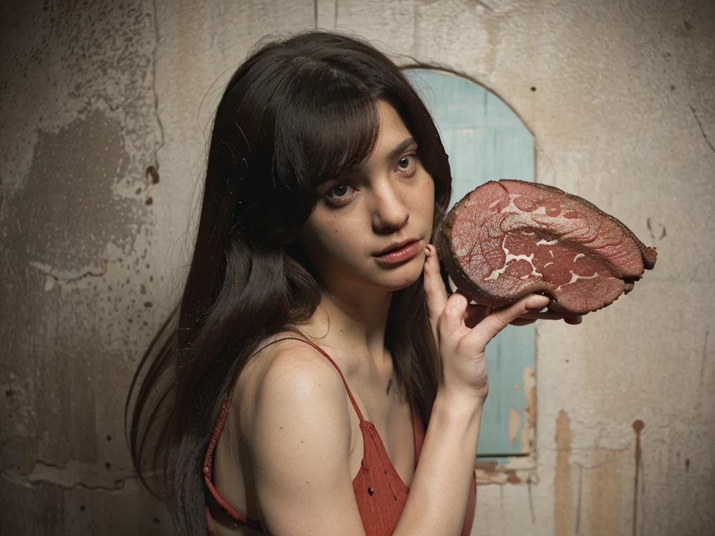 illustration for a horror film about a girl, who ate meat.