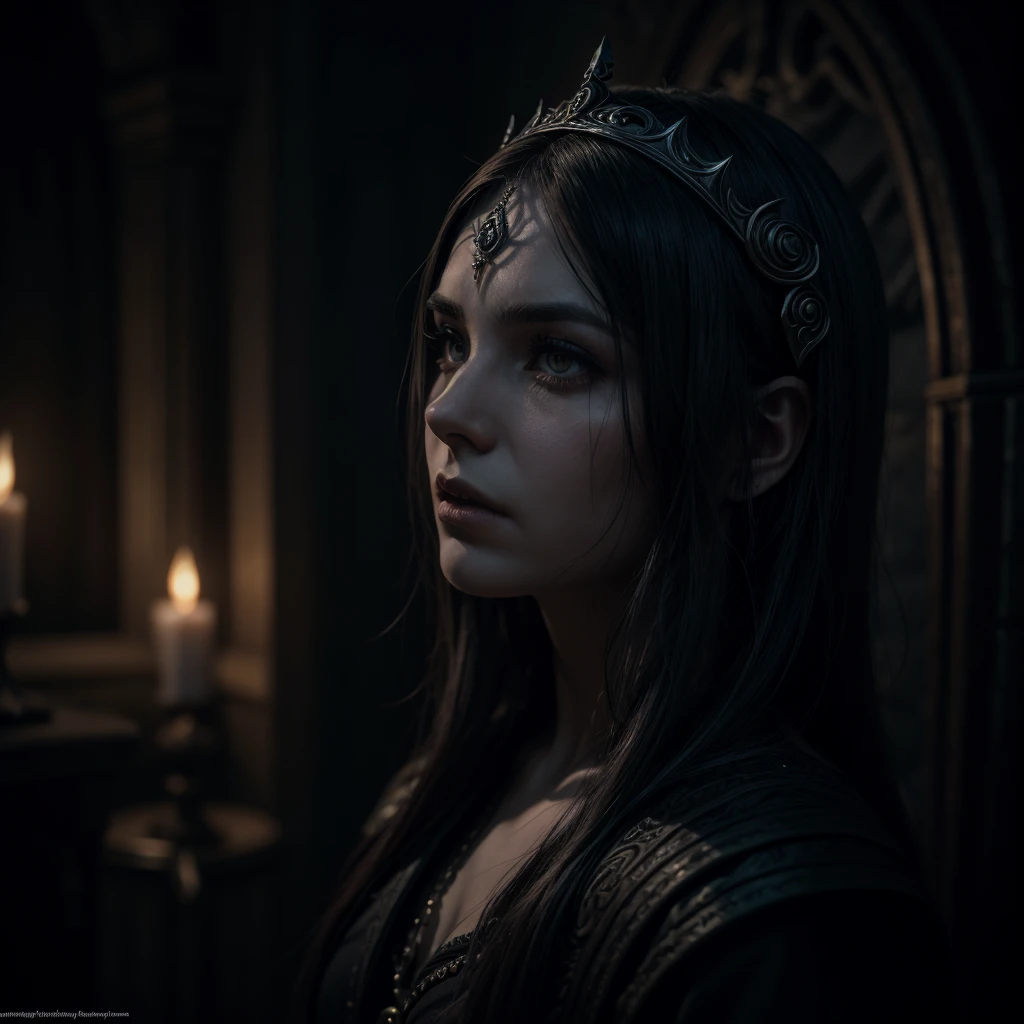 a worshiper of namira,elder scrolls,dark fantasy,detailed face,dramatic lighting,moody atmosphere,chiaroscuro,dark colors,gothic,occult,mystical,fantasy,ornate details,dramatic pose