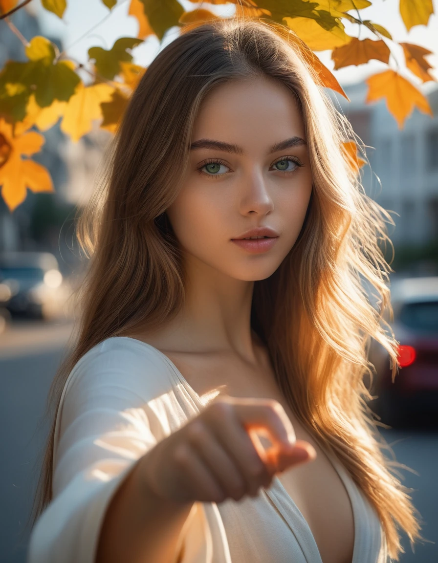 8K, best qualityer, tabletop, realisitic, The ultra-detailed, realistic photography, A hyper-realisitic, softer lighting, increase the quality of cinematic lighting, photorealistic lighting, Back lighting, shine light, Increase quality, Top Quality Real Textured Skins, close up, slim, cute face, Selfie live beautiful and detailed eyes, snapshot skinny white girl, 18-years old, slickedback hair, thin, white with green eyes, istp style, Foto realisitic, Brazilian, From Rio, simple apartment, mic gorgeous young model, no good, 2 4 year old female model, violet myers, open body , cleavage, body, sexy girl, very ethereal, see - through, flat chested portrait sophie mudd, gorgeous young model, anna nikonova aka newmilky, 18 years old, cute young woman, 2 4 year old female model, good young girl, Instagram model, jovana rikalo, young and cute girl, very pretty model, very beautiful young woman nude model nsfw content showing her pussy , Selfie, profile picture, ultra high resolution, photorealistic:.1.4, uhd ,citybeautiful girl wearin in oversized clothes points her finger at the viewer, long blonde hair, (upper body:1.2), autumn leaves, outdoors, volumetric light, cinematic, golden hour, natural lighting, natural lighting masterpiece, best quality, (extremely detailed CG unity 8k wallpaper), (best quality), (best illustration), (best shadow), absurdres, realistic lighting, (Abyss), beautiful detailed glow, art by PeterMohrBacher,