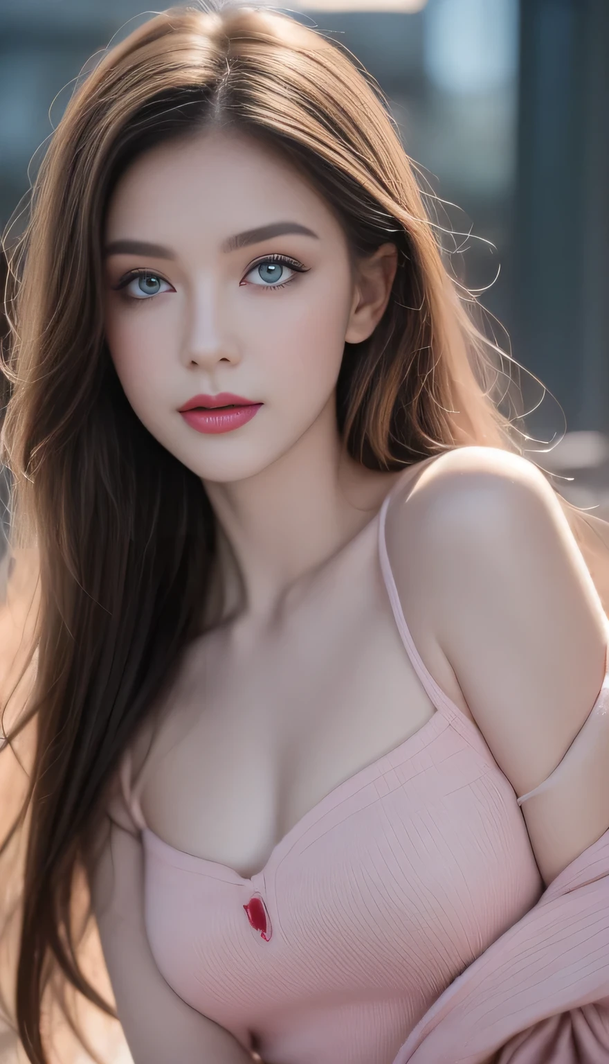 Ukrainian woman photos. Suitable for face. 25 years old, Pointed chin, RAW photos, masterpiece, Very detailed photos, Digital SLR Camera, Realistic 3.9, Ultra-high resolution, Top quality, Pink lips, Perfect makeup, Large target, Bright green eyes, White