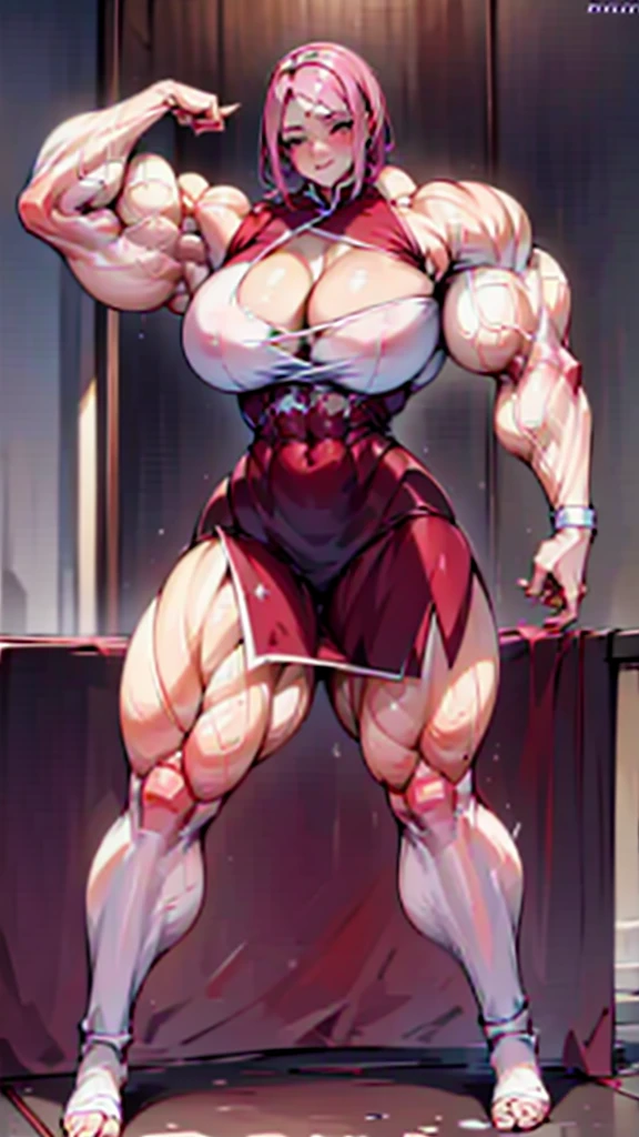 ((bloodstains)), ((respingos de bloodstains)), ((bloodstains nas roupas)), ((mancha de bloodstains)), hospital, (nurse uniform), (has an electric saw), (zombie's), absurderes, foto RAW, extremely delicate and beautiful, Masterpiece artwork, muscular woman, Aparencia Sakura Haruno, extremamente musculosa extremely large physique, extremely muscular legs, extremely muscular arms, Sakura Haruno from Naruto,extremely large physique, very muscular,best qualityer, ultra-high resolution, 32k, hyper realist, ultra-detailed, Detailed Description, skin fair, 20 year, crying mole, 耳环, Colossal, short medium hair, wavyhair, evil smile, full body shot, sakura haruno, bloodstains, muito bloodstains, putting your foot on someone, putting your leg on top of a person , stepping on a person ,