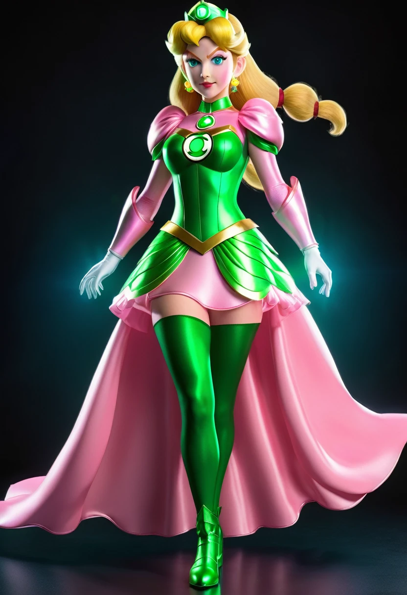 A full body princess peach style green lantern ultra detailed cinematic best quality 