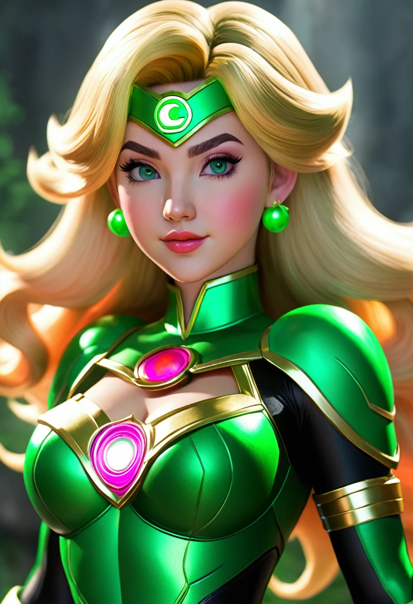 A full body princess peach style green lantern ultra detailed cinematic best quality 