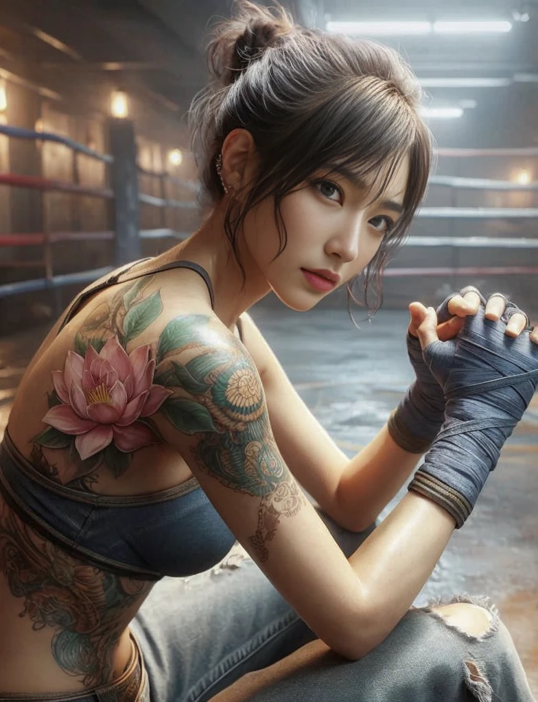 Realistic、Realistic皮膚紋理、Tattoo、wet hair