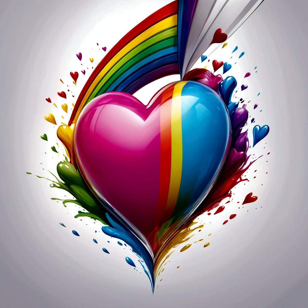 There is a heart with a rainbow and a rainbow on it, colorfules HD-Bild, colorful picture, Full color HD, colorful, Carpet - 1 0 2 4, bela Arte Digital, colourful painting, schön und colorful, wunderbela Arte Digital, with beautiful colors, bela Arte Digitalwork, colour splash, colourful, beautiful works of art, colorfule Kunst