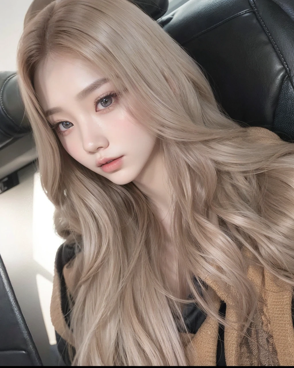 a beautiful korean girl with long red hair, detailed facial features, detailed eyes and lips, elegant female portrait, cinematic lighting, dramatic mood, vibrant colors, high quality, intricate details, photorealistic, digital art