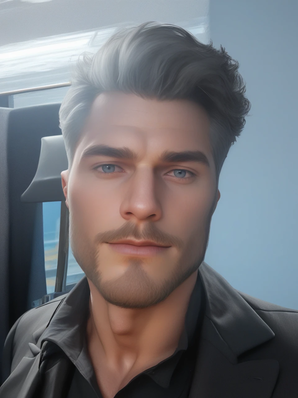 score_9, score_8_up, realistic, a handsome mature man, 45 years old, beard, gray hair, wearing a suit, in the background a luxurious office
