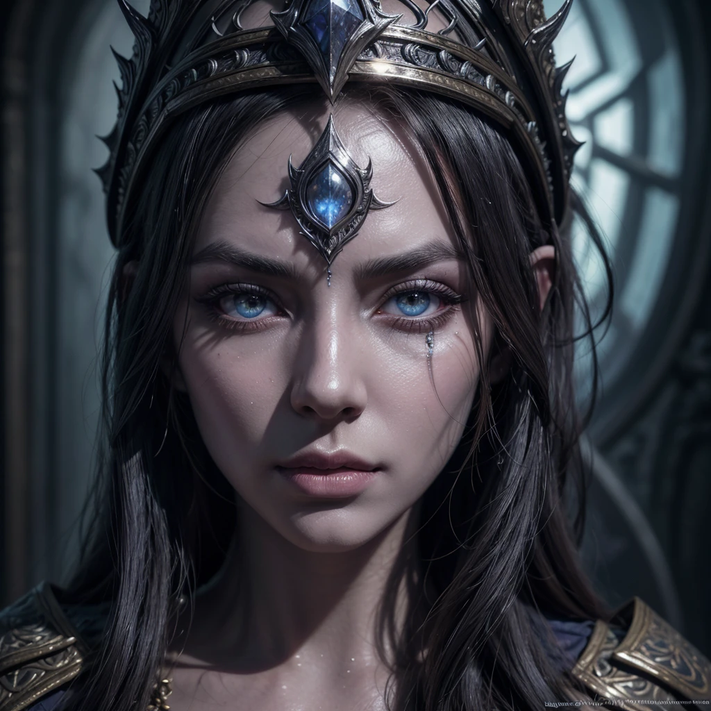 A highly detailed portrait of a Dunmer (Dark Elf) worshiper of Azura, beautiful detailed eyes, beautiful detailed lips, extremely detailed face, long eyelashes, intricate ornate ritual robes, glowing aura, ethereal and spiritual atmosphere, cinematic lighting, dramatic shadows, digital painting, award-winning concept art, breathtaking, hyperrealistic, 8k, high quality, masterpiece