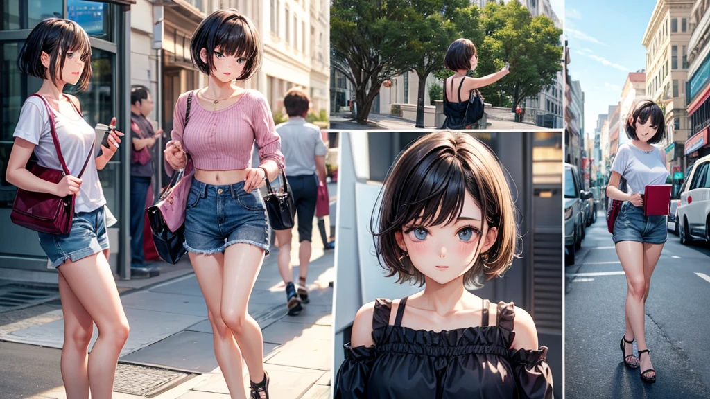 woman,Super cute short hair,wearing a