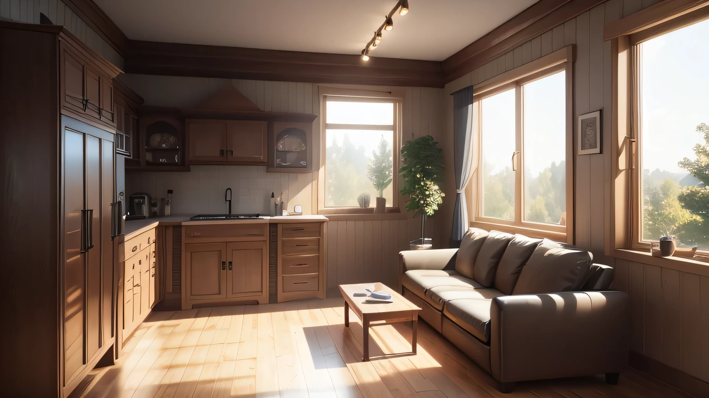 masterpiece, 最high quality, high quality, Very detailed CG unity 8k wallpaper, Modern workroom, Modern Style, machine, Filing Cabinet, Wooden floor, Brass accents,Gorgeous lighting fixtures,Cozy atmosphere, sofa leather, window, Curated artwork,Decorations,high qualityのラグ HDR, bloom, chromatic aberration ,Realistic,Very detailed,8K Ultra HD, Digital SLR, Soft lighting, high quality, Film Grain, Fujifilm XT3