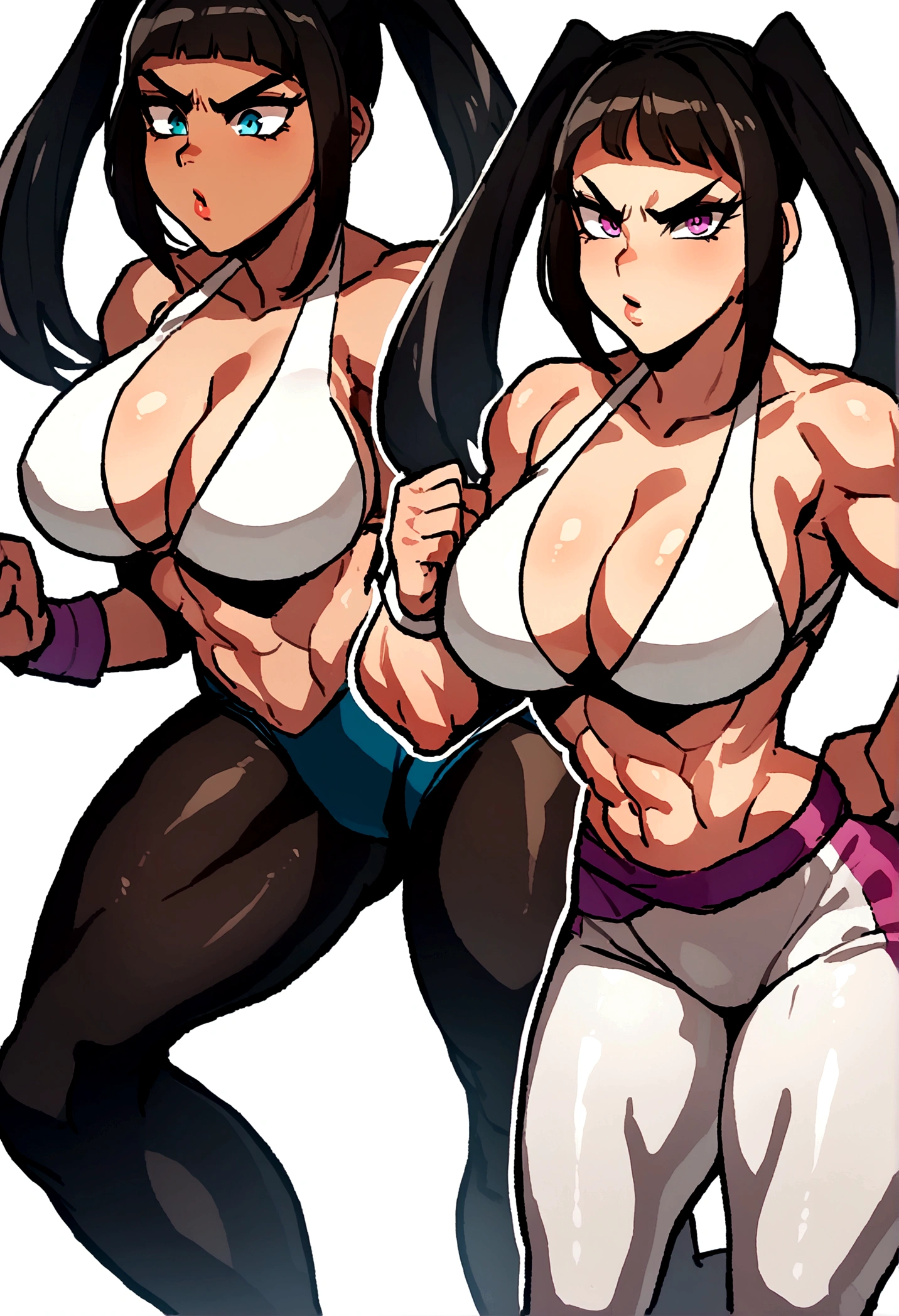 juri han, , 1 , 1 gilr, ,perfect anatomy girl muscular girl toned body girl large breasts girl thick girl angry girl best quality girl black hair girl olhosroxos brilhando,lindo muscular, usando leggings curtas com, Meias pretas, lindo eyes, lindo, olhos roxos, camisa branca, jaqueta de couro preta, shorts, legging branca curta, beco escuro cidade meia-calça preta, sorriso maligno