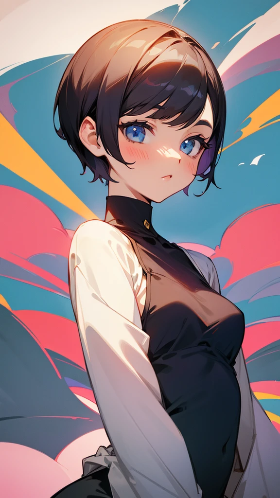 woman,Super cute short hair,wearing a