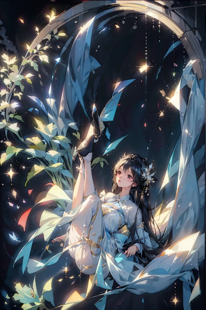 Starry Night White Lotus Wallpaper,In pure colors、High Definition、High-resolution fresh style as background,Elegant flowers in bloom,White petals in soft light,The stars in the sky sparkle like diamonds,Create an elegant and mysterious atmosphere。