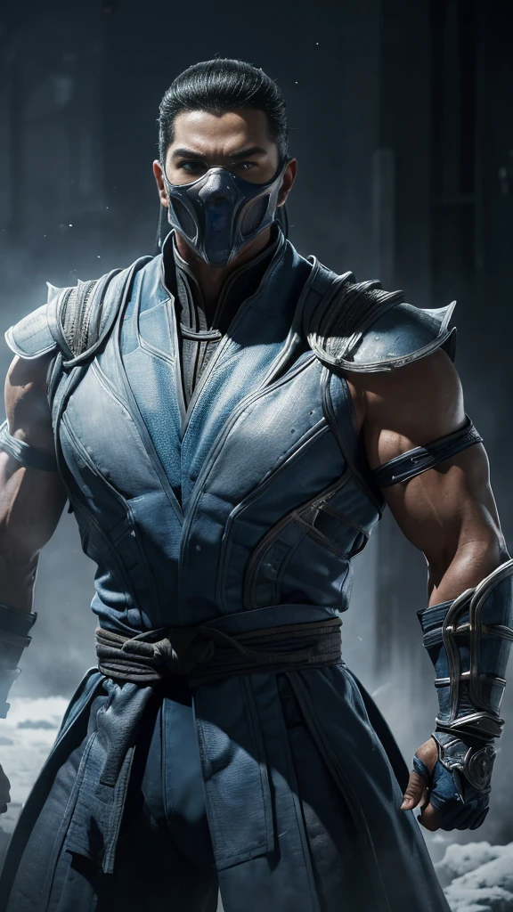 ((Subzero do mortal Kombat, ultra realistic)), (((fully body))), ((perfect hands)), stunning, hyper realistic, octan render, surrounded by the effect of cold air and ice, mortal kombat style, old background, chic, stunning, (wall-paper), conceptual artwork, details Intricate, highy detailed, ((cinemactic)), Dramatic, (extremely high quality, awarded, master part:1.5), (photorrealistic:1.5), fot, Realistic photo, Nikon, naturallight, 4K, highes definition, xf iq4, 150MP, 50 millimeters, ISO 1000 Certification, 1/250 Years, naturallight, Adobe Lightroom, photolab, Photographic Affinity, PhotoDirector 365,