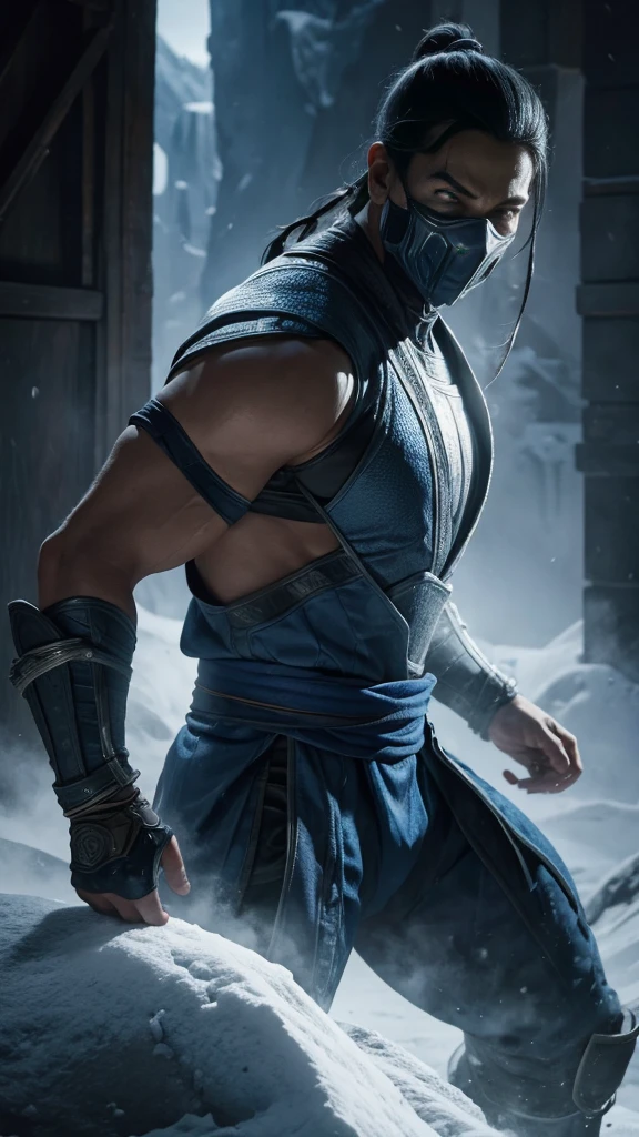 ((Subzero do mortal Kombat, ultra realistic)), (((fully body))), ((perfect hands)), stunning, hyper realistic, octan render, surrounded by the effect of cold air and ice, mortal kombat style, old background, chic, stunning, (wall-paper), conceptual artwork, details Intricate, highy detailed, ((cinemactic)), Dramatic, (extremely high quality, awarded, master part:1.5), (photorrealistic:1.5), fot, Realistic photo, Nikon, naturallight, 4K, highes definition, xf iq4, 150MP, 50 millimeters, ISO 1000 Certification, 1/250 Years, naturallight, Adobe Lightroom, photolab, Photographic Affinity, PhotoDirector 365,